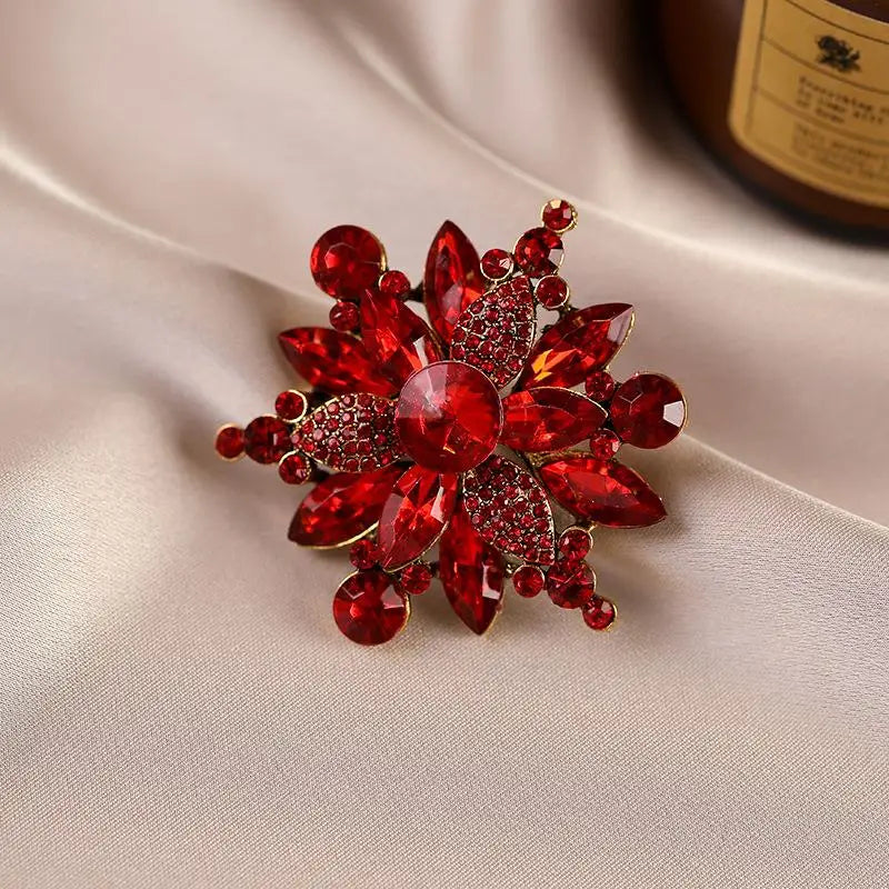 Crystal Peach Blossom Brooch Pin | Floral Jewelry Gift