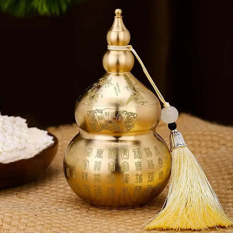 Feng Shui Brass Gourd Ornament | Wealth & Good Luck Decor