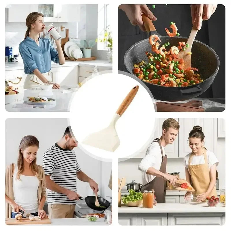 Silicone Spatula Cooking Utensils Beef Meat Egg Kitchen Scraper Wide Pizza Shovel Frying Non Stick Spatula Kitchenware Tools Peaceful Pleasures Health and Wellness