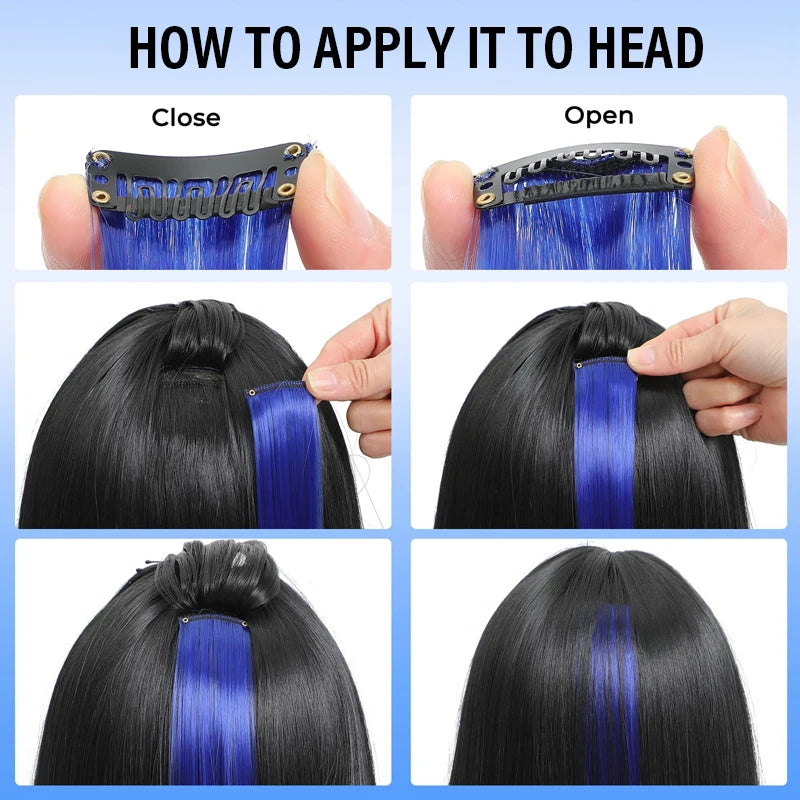 Colored Clip-In Hair Extensions | 55cm Synthetic Weft