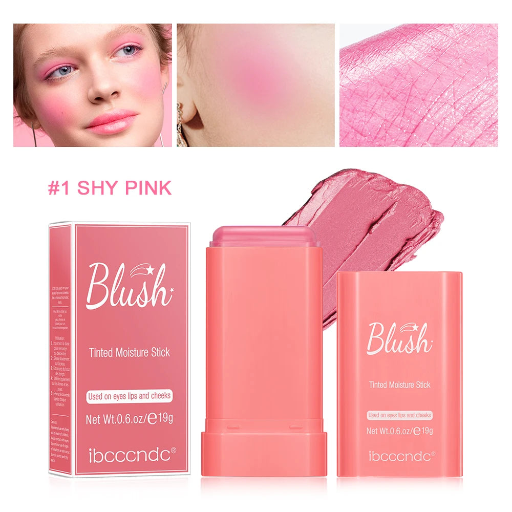 Long Lasting Non-Fading Silky Smooth Cream Blush for Cheeks1 Piece Lips Eyes Christmas Gift Smudge-Proof Multi-Use Blush Stick Peaceful Pleasures Health and Wellness pink