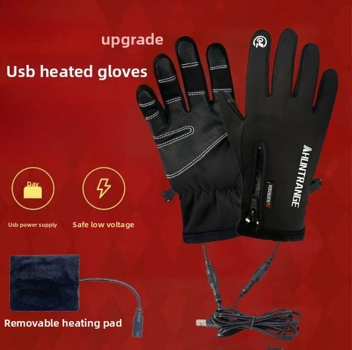 USB Electric Heated Gloves Winter Outdoor Sports Skiing Warm Gloves Waterproof Anti-Slip Motorcycle Cycling Gloves Touch Screen Peaceful Pleasures Health and Wellness
