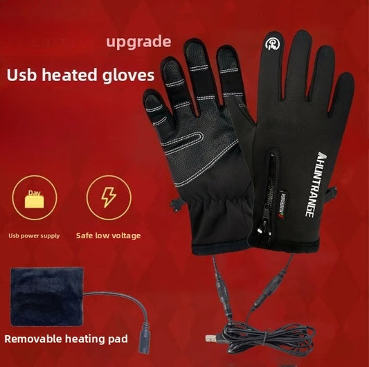 USB Electric Heated Gloves Winter Outdoor Sports Skiing Warm Gloves Waterproof Anti-Slip Motorcycle Cycling Gloves Touch Screen Peaceful Pleasures Health and Wellness