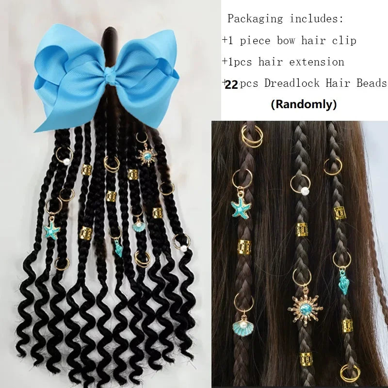 Kid Ponytail Braid Hair Extensions with Curly Ends - Elastic with Butter/ Dreadlock Hair Beads- Protective Hairstyle Detachable Peaceful Pleasures Health and Wellness Dreadlock Hair Bead5