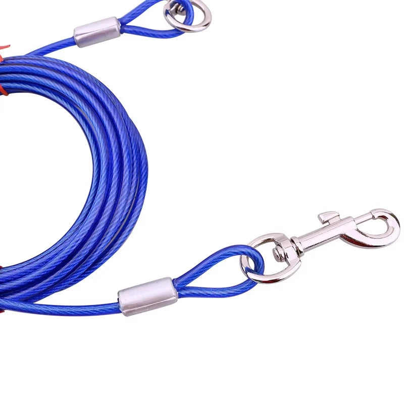 Heavy Duty 3m Dog Tie Out Cable Leash Durable Metal Glue Coated Steel Wire Outdoor Traction Rope Peaceful Pleasures Health and Wellness