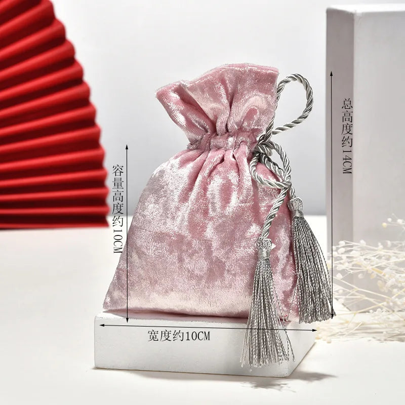 Velvet Drawstring Tassel Gift Bag | Wedding & Party Candy Pouch