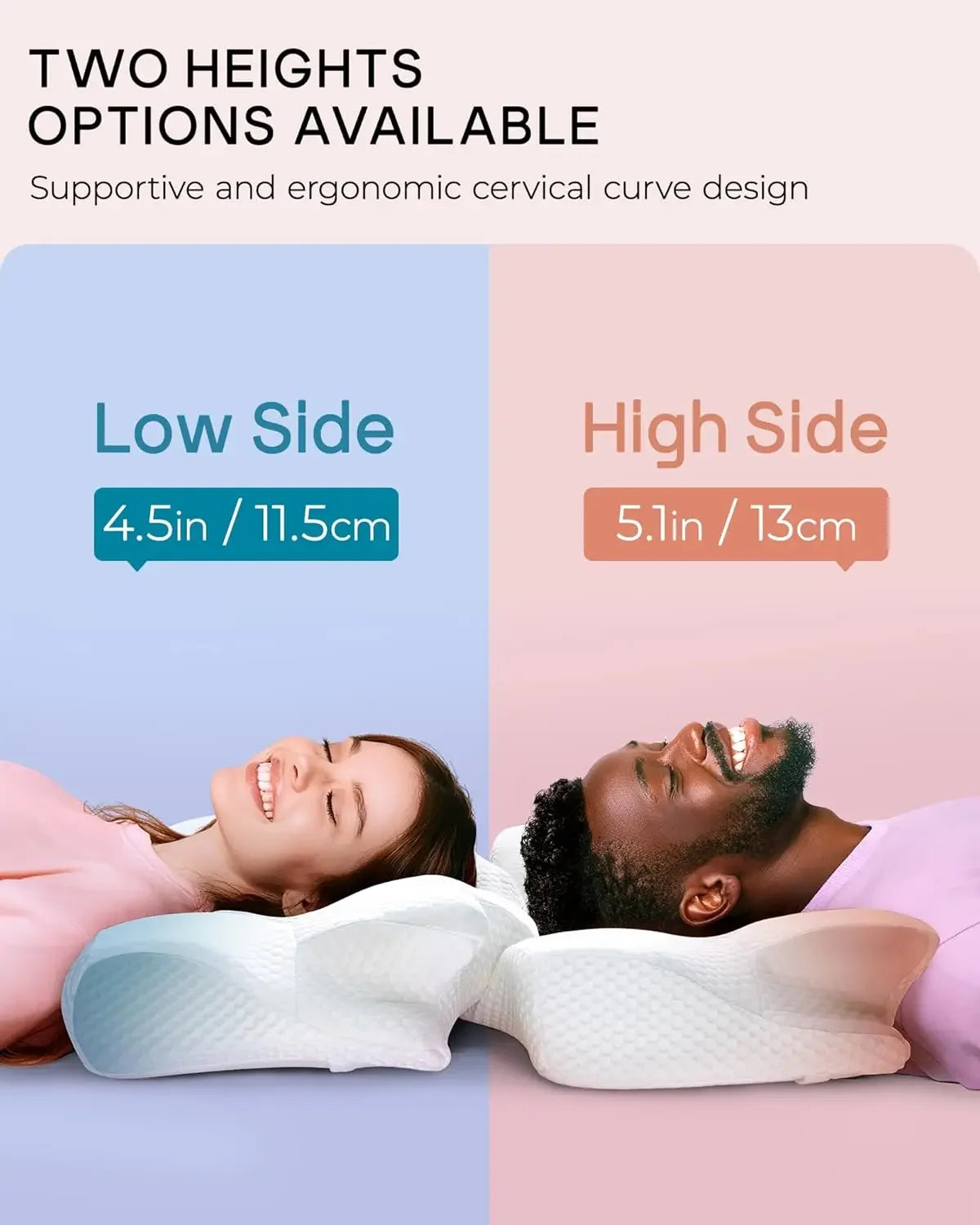 Memory Foam Cervical Pillow for Neck Pain Relief, Ergonomic Support for Side, Back, Stomach Sleepers - Medium Firm Peaceful Pleasures Health and Wellness