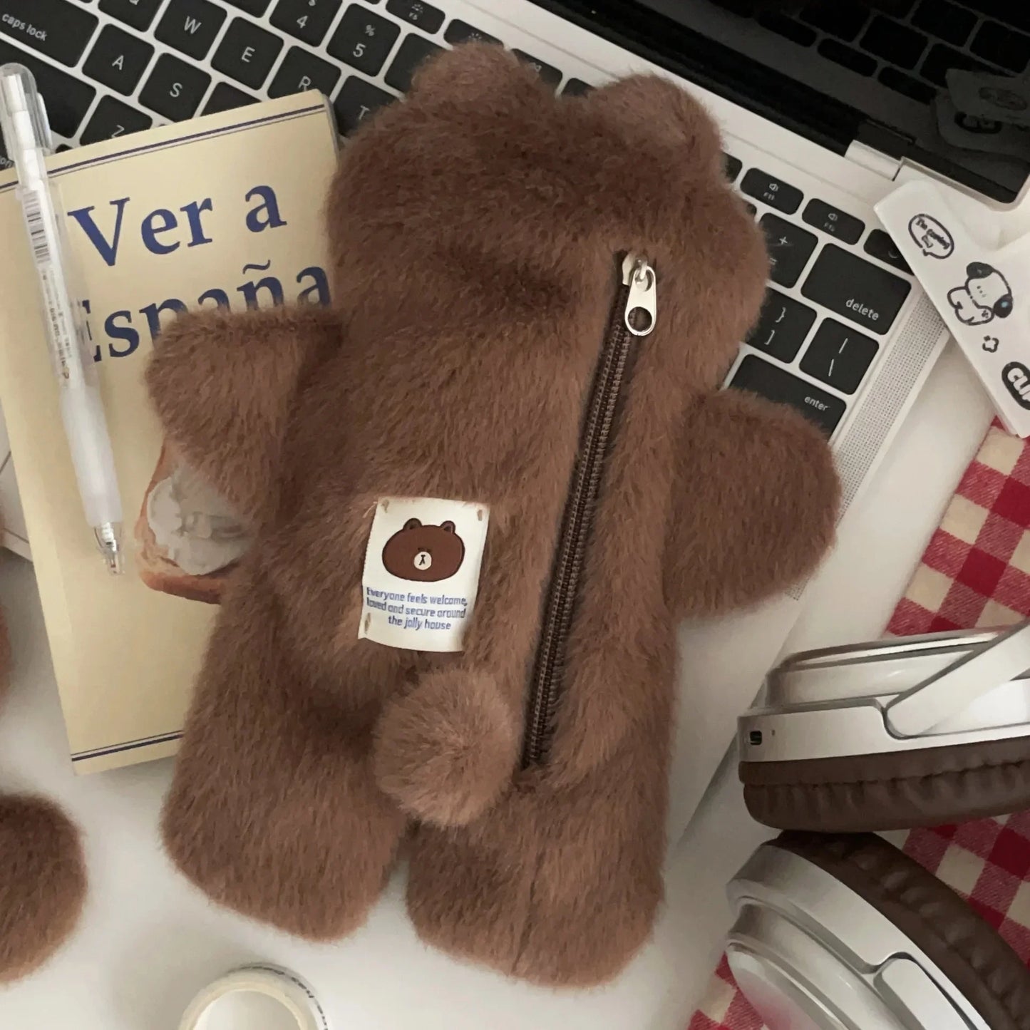 High Appearance Brown Bear Pencil Case Item for Elementary Junior High School Students Stationery Bag Storage Bags Pencil Case Peaceful Pleasures Health and Wellness