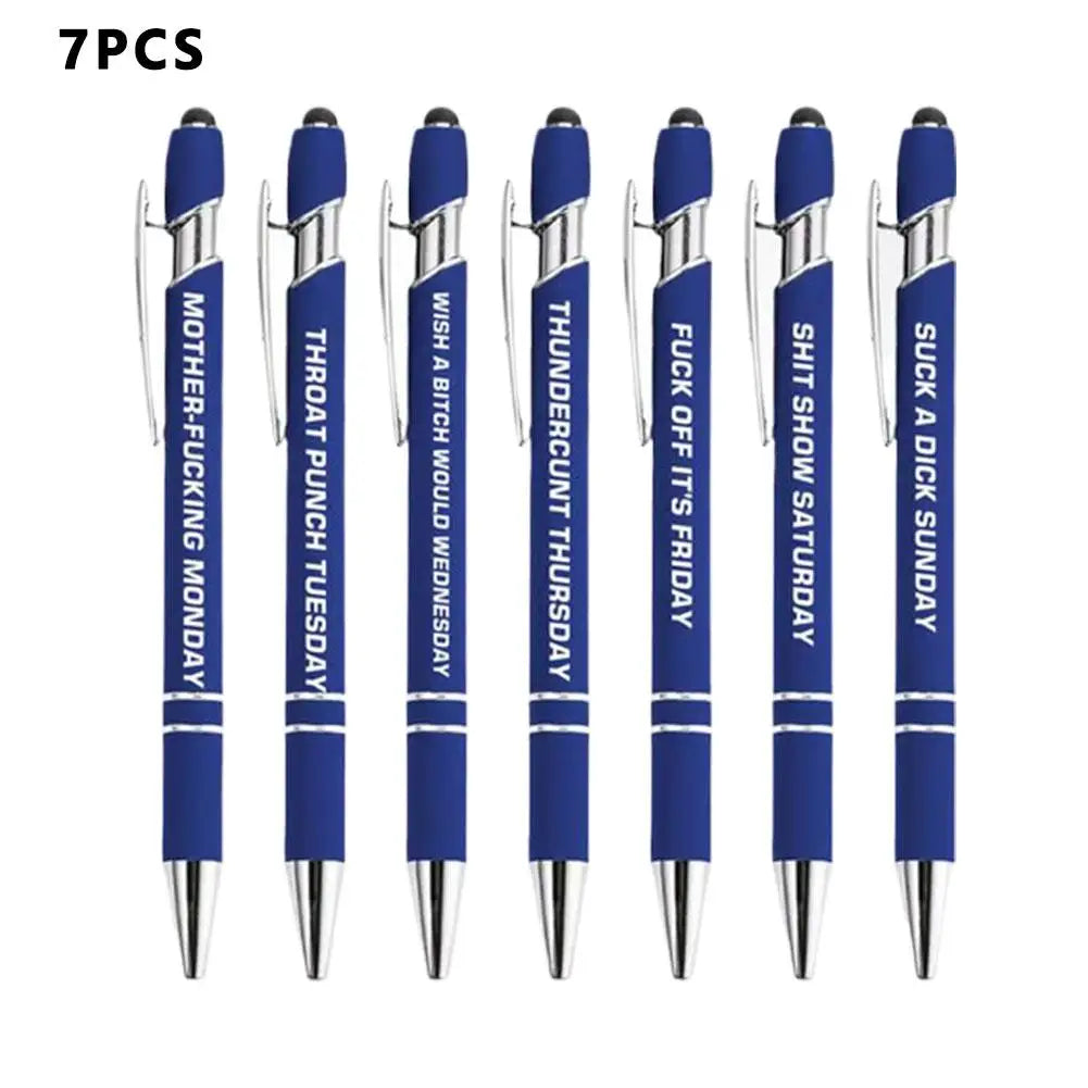 Fun Stress-Relieving Daily Quotes Metal Plastic Ballpoint Pen Set Smooth Writing Office School Supplies Creative Stationery Kit Peaceful Pleasures Health and Wellness D