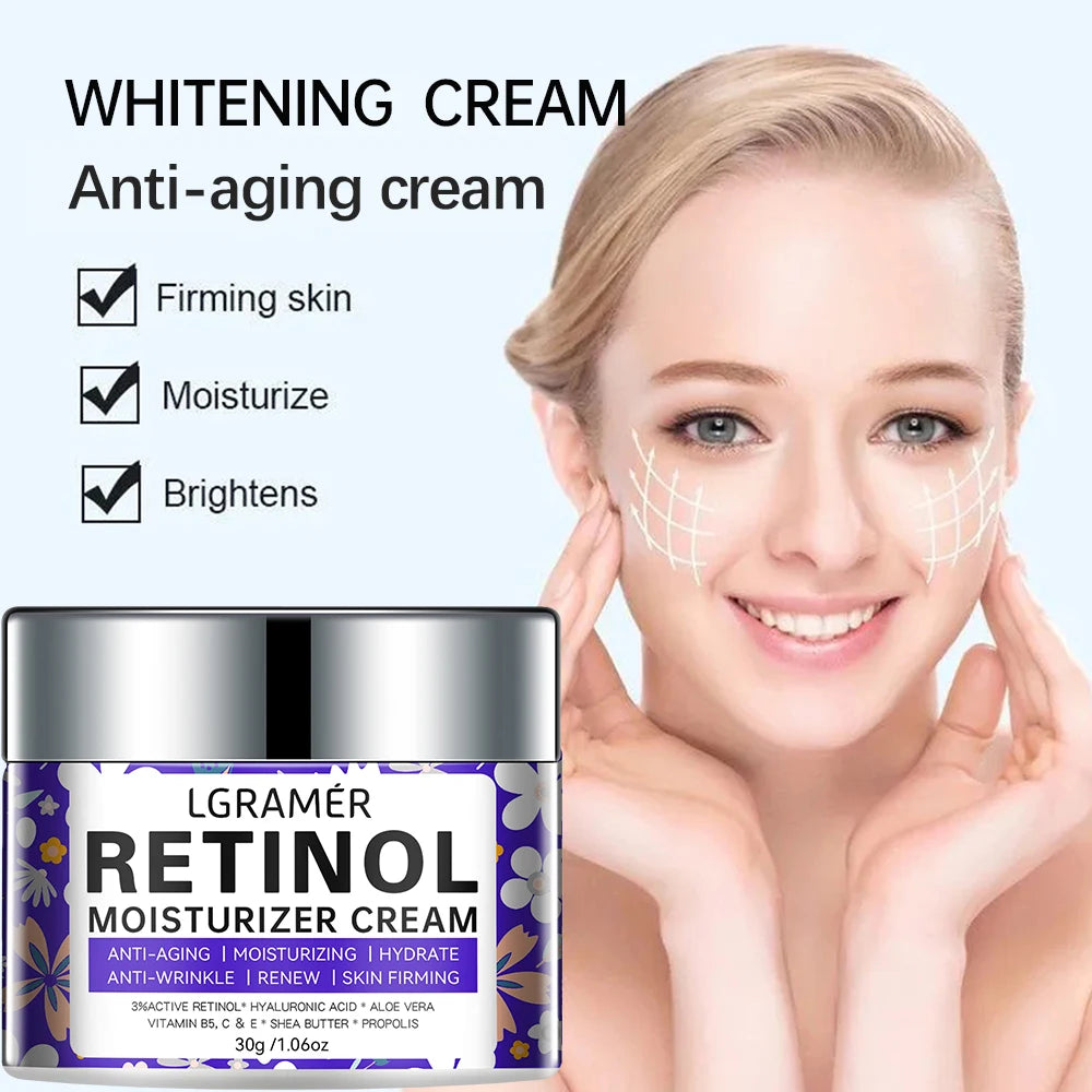 Retinol Moisturizing Face Cream Repairing Nourishing Brightening Skin Younger Facial Lifting Firming Smooth Wrinkles Skin Care Peaceful Pleasures Health and Wellness