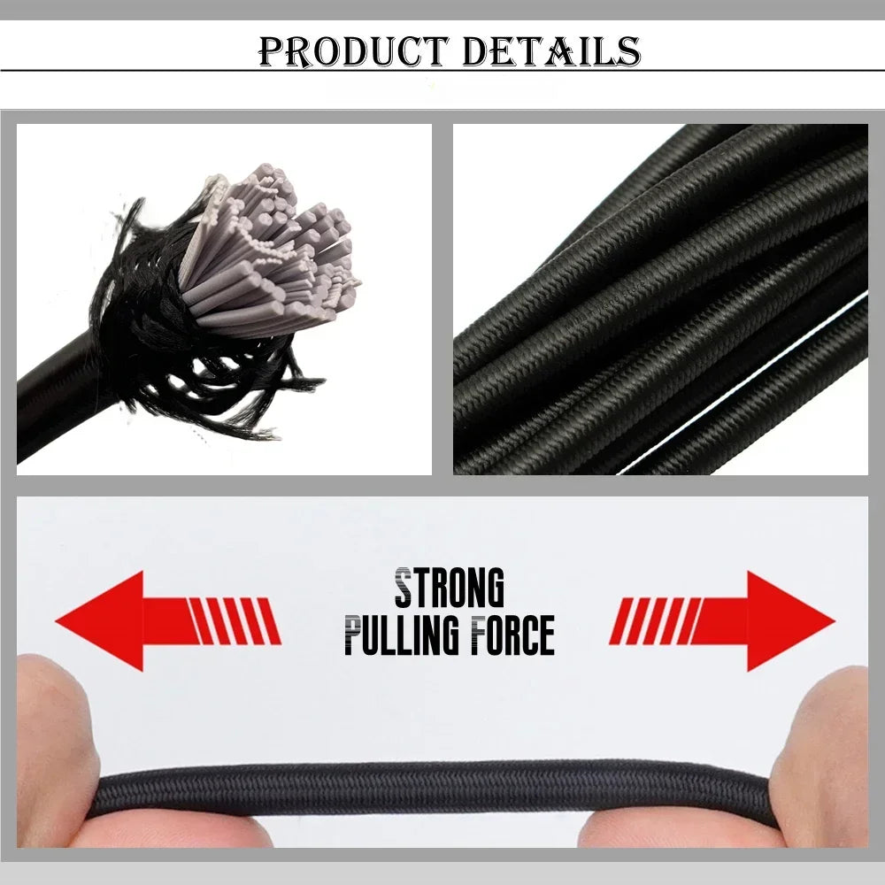 Black Elastic Cord for Sewing – 3/4/5/6/8MM, 10M per Pack