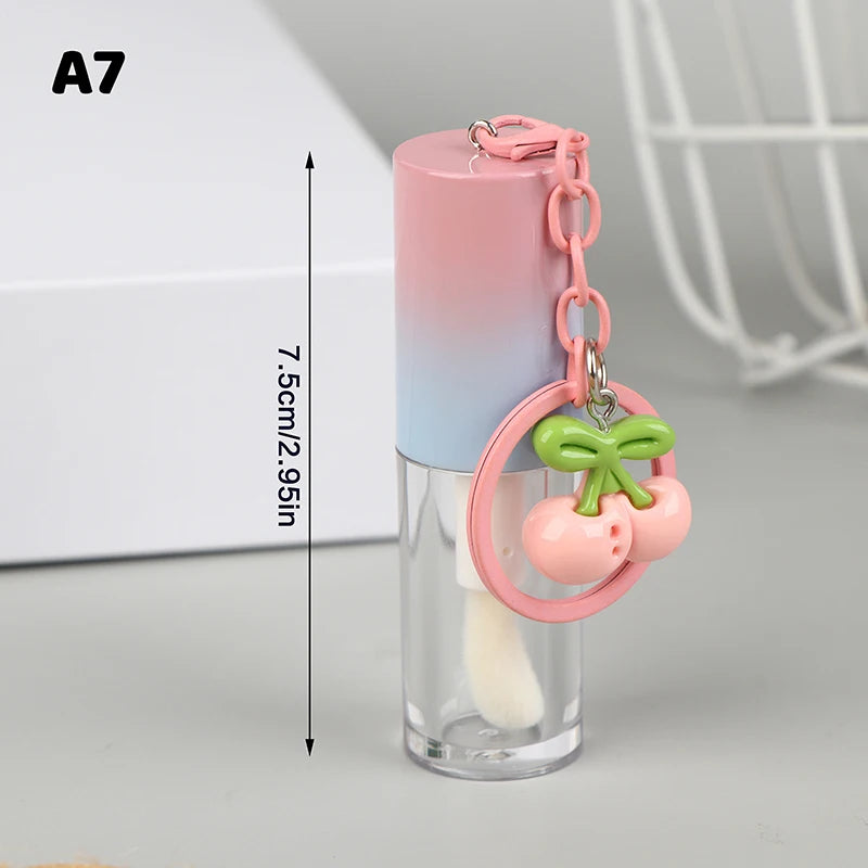 Lip Glaze Bottle With Keychain Gradient Empty Lipstick Gloss Tube Refillable Liquid Container Bottle Lipgloss Sample Bottle Peaceful Pleasures Health and Wellness A7 4ml