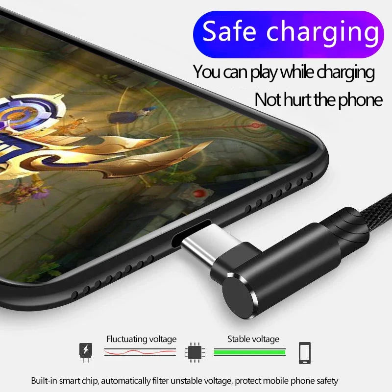 5A 40W SuperCharge USB A to Type C Cable 90 Degree Elbow Fast Charging Braided Cord for Huawei Samsung Gaming Peaceful Pleasures Health and Wellness