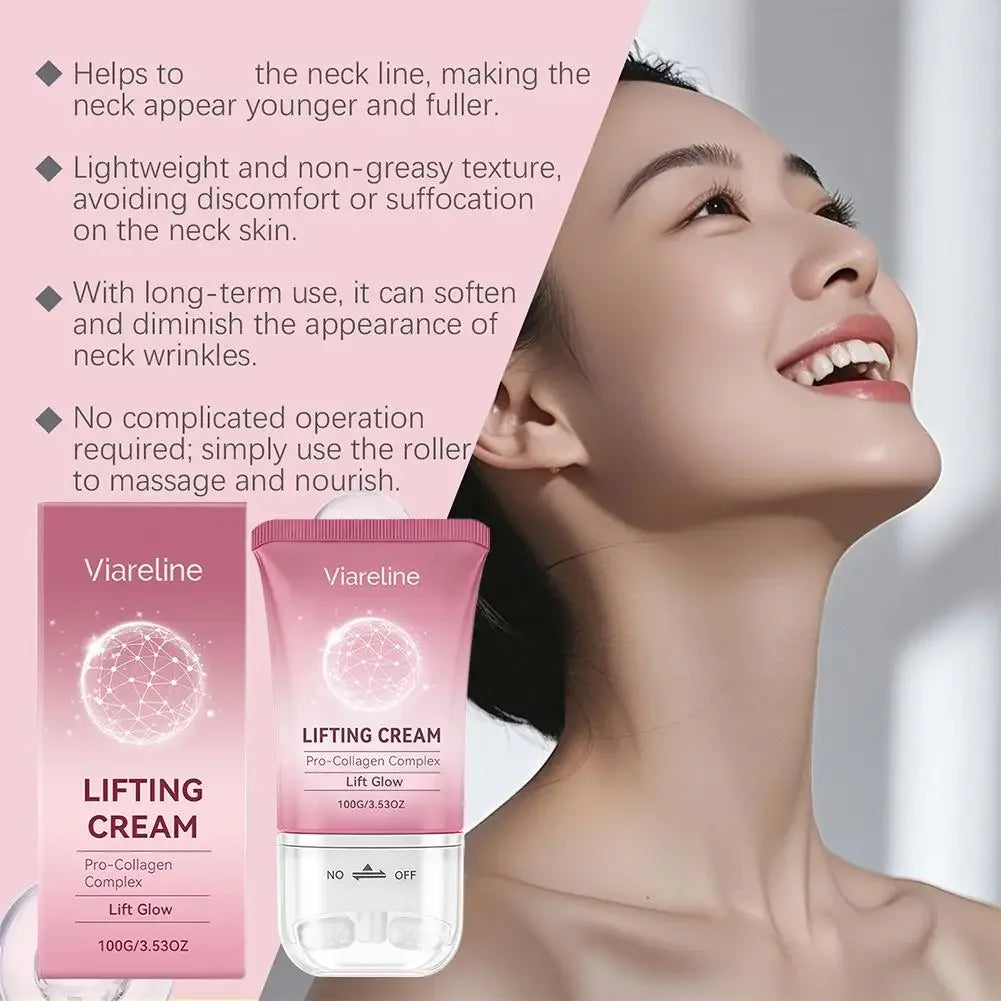 Pro-Collagen Firming Neck Cream With Massage Roller, Lifting, Reduces Fine Lines, Neck Skin Tightening, Anti-Aging, Necks Care Peaceful Pleasures Health and Wellness