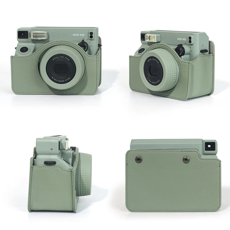Retro Camera Bag for Instax Wide 400 with Shoulder Strap PU Leather Cover Protective Camera Case Peaceful Pleasures Health and Wellness