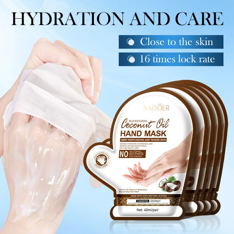 SADOER Coconut Hand Mask Gloves – Moisturizing & Anti-Aging