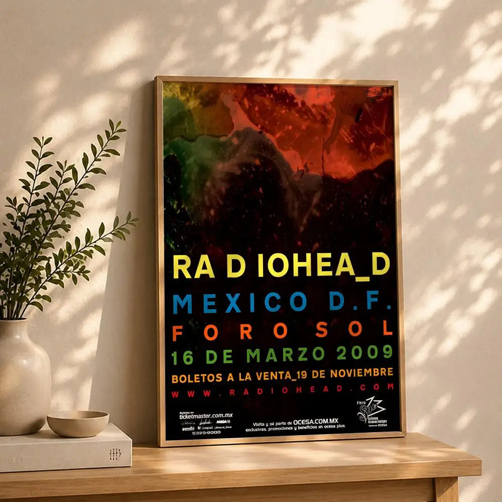 Band R-RadioheadS Poster HD Self Adhesive Waterproof Wall Art Ideal for Home Office Dorm Bedroom Great Gift Peaceful Pleasures Health and Wellness White14 40X50cmNoframe