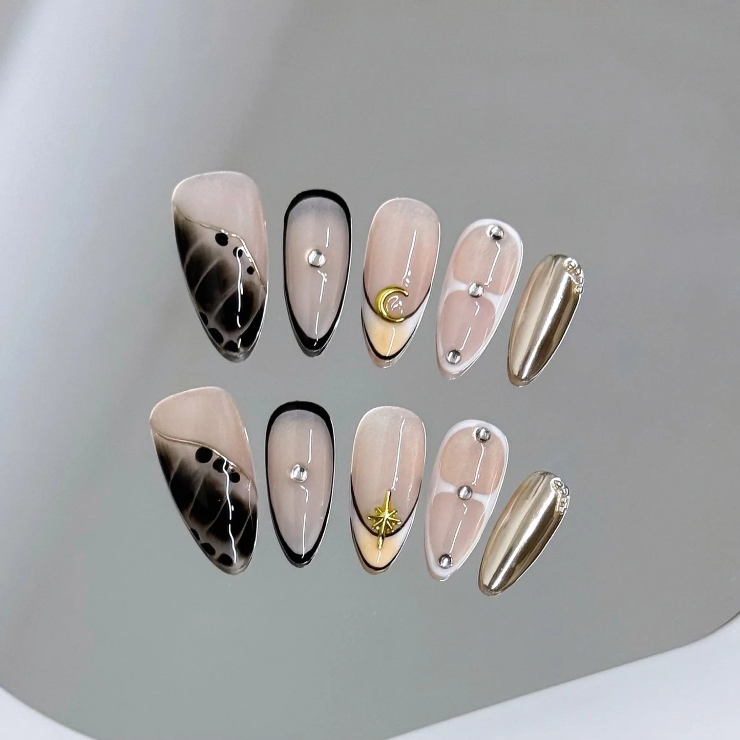 10pcs Handmade y2K Press on Nails Sweet Cool Crocodile pattern Almond Fake Nail Tips Wearable Ins Blush Spice Girls False Nails Peaceful Pleasures Health and Wellness XS 1