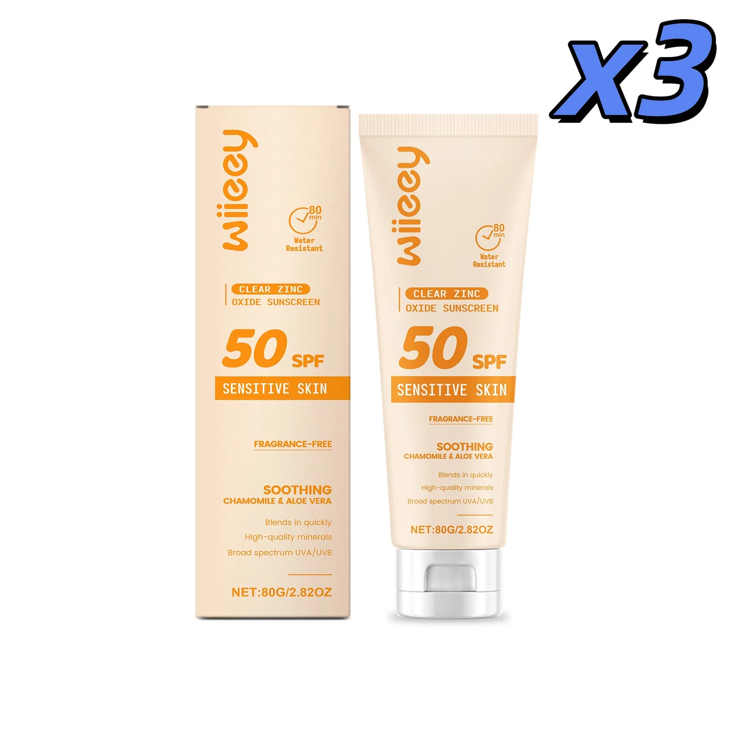 Wiieey SPF 50+ Kids Sunscreen Cream – Mild UVA/UVB Protection