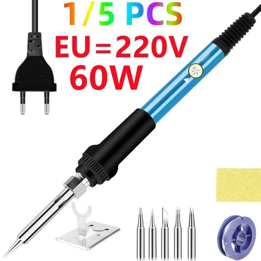 60W Adjustable Soldering Iron Set 200–450°C | EU Plug 220V Peaceful Pleasures Health and Wellness