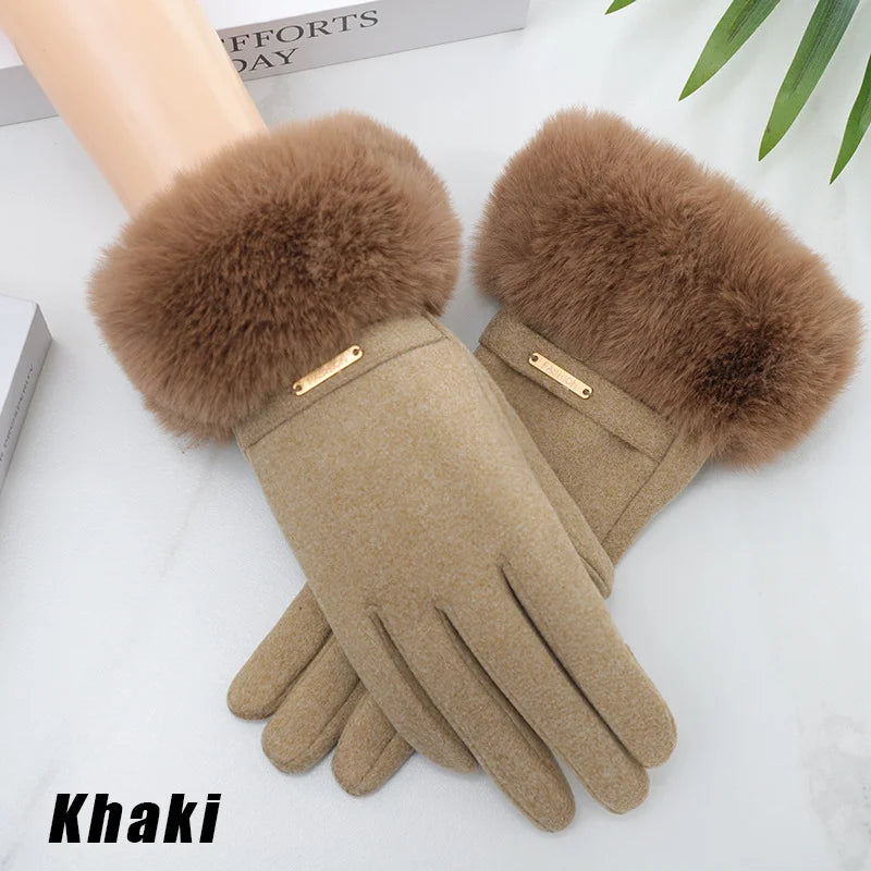 Women's Touchscreen Winter Gloves | Faux Fur Windproof Knit