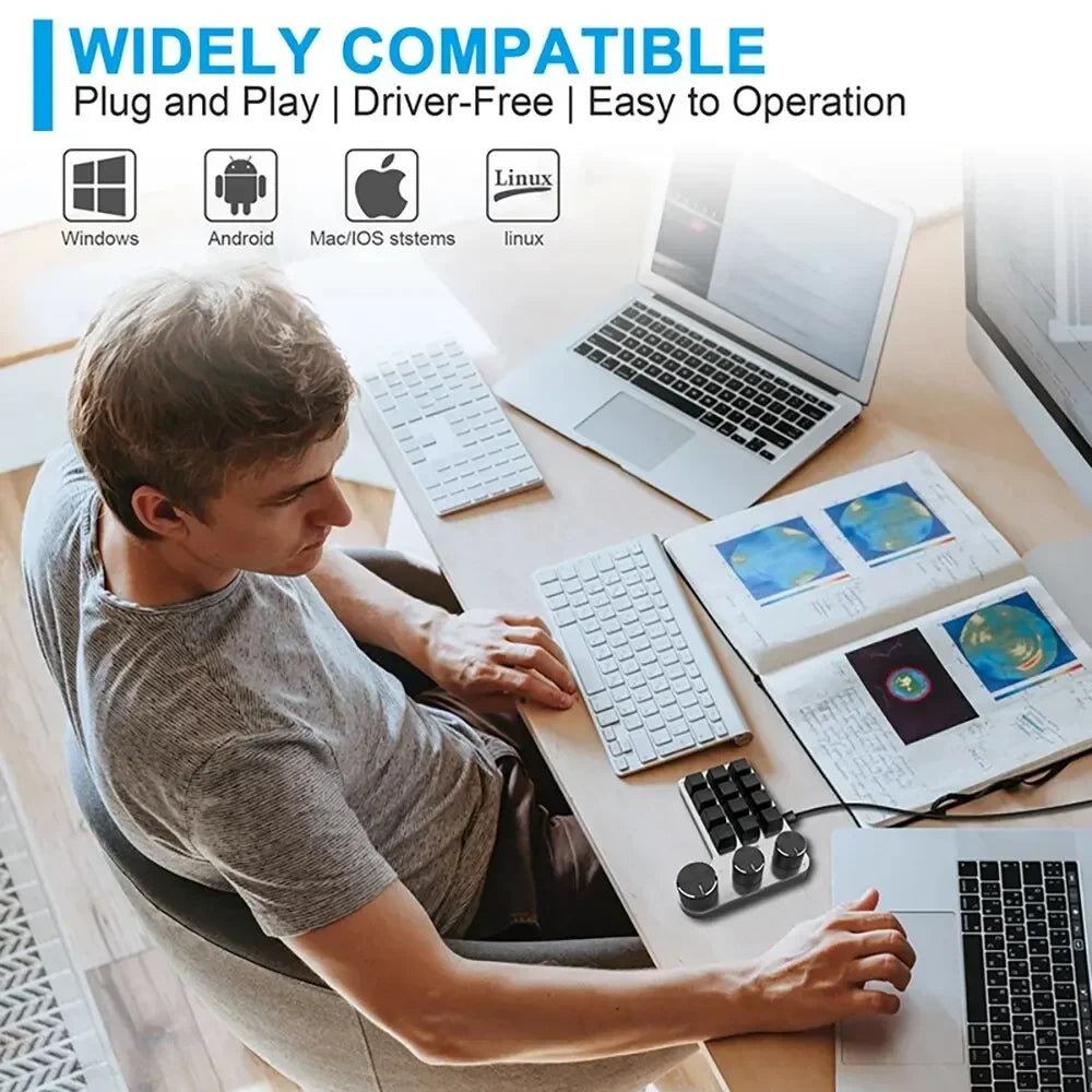 Mini Bluetooth Programming Macro Custom 3 Knob Keyboard RGB 12Key Copy Paste Photoshop Gaming Keypad Mechanical Hotswap Macropad Peaceful Pleasures Health and Wellness