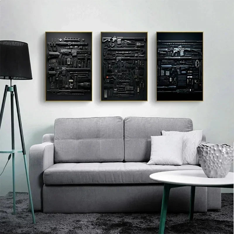 M4A1 Rifle Canvas Wall Art | Modern Weapon Poster Room Decor