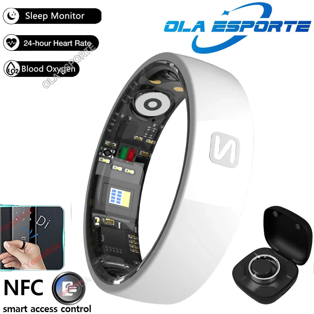 Smart NFC Ceramic Ring – Sleep, Heart Rate & SpO2 Tracker