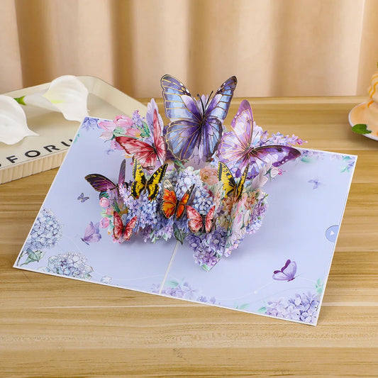 Colorful Butterfly Series 3D Stereoscopic Handmade Card Folding Peaceful Pleasures Health and Wellness PURPLE