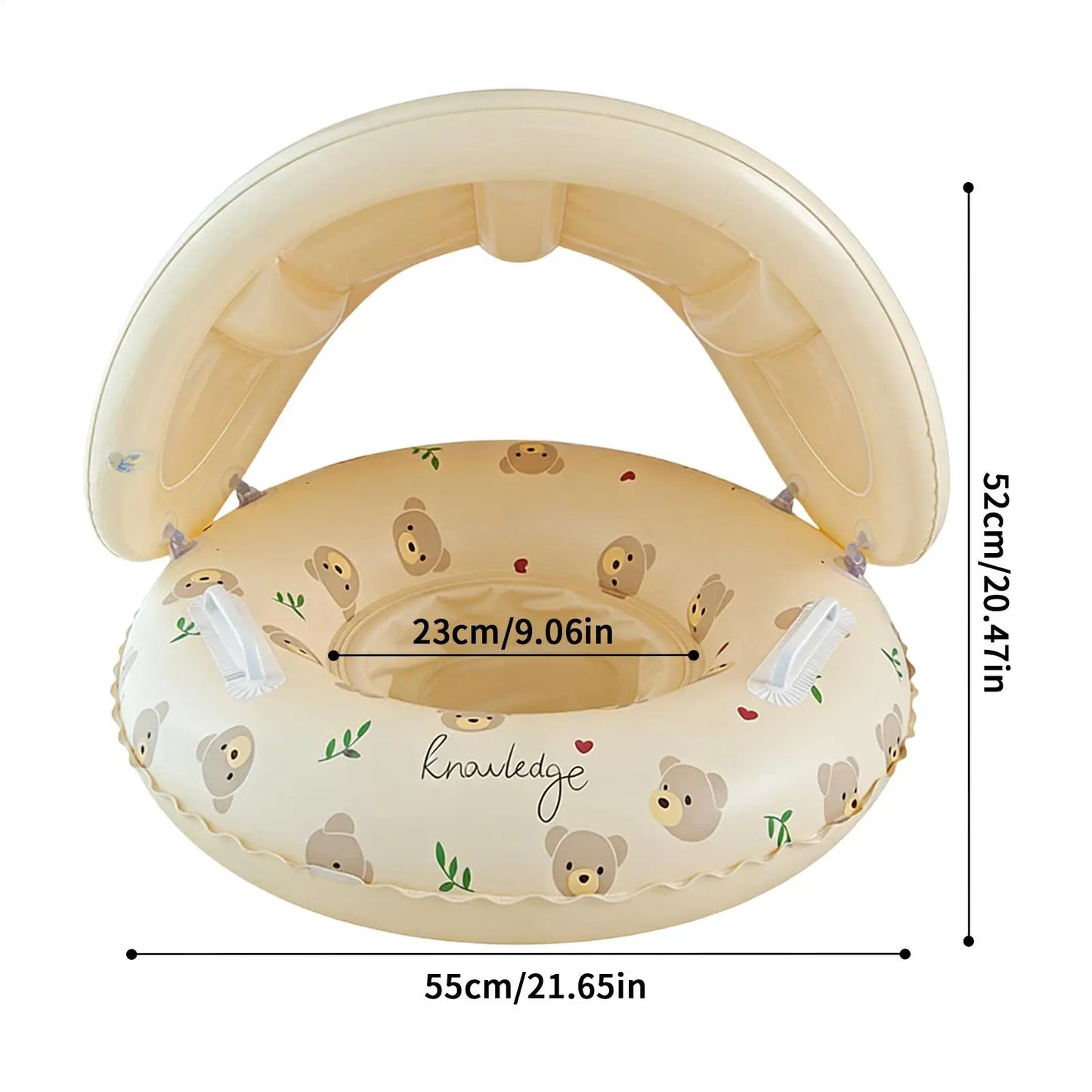 Kids Inflatable Pool Float Swim Ring with Sun Canopy