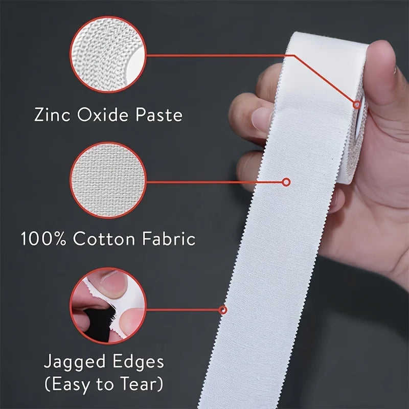4 Rolls 3.8cm×9.1m Black White Cotton Tape Sports Tape Self-Adhesive Bandage Breathable Flexible Fabric Non Woven Bandage Peaceful Pleasures Health and Wellness