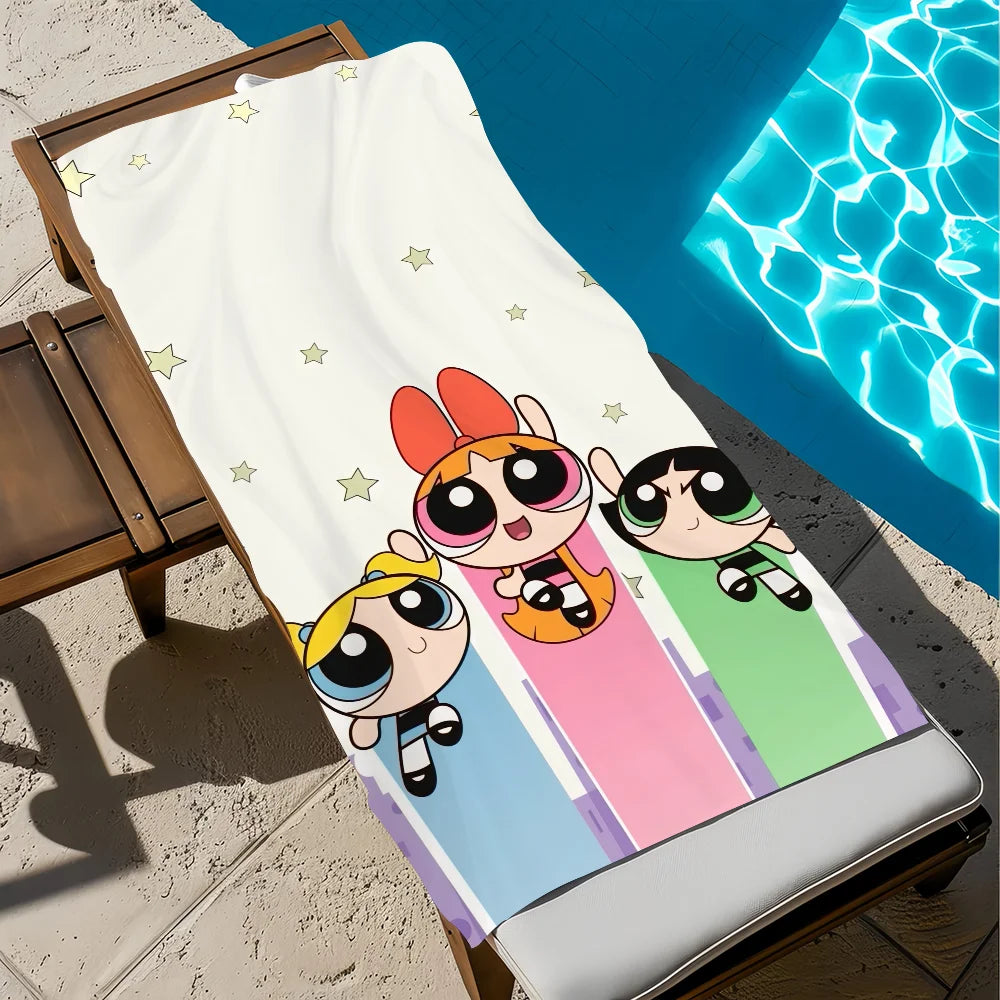 Powerpuff Girls Quick-Dry Beach Towel | Soft Cartoon Pool Towel