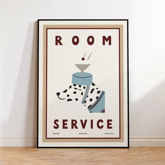 Spotted Dog Room Service Canvas Wall Art Print | Home Décor Canvas Wall Art Peaceful Pleasures Health and Wellness G4795 21x30cm Unframed