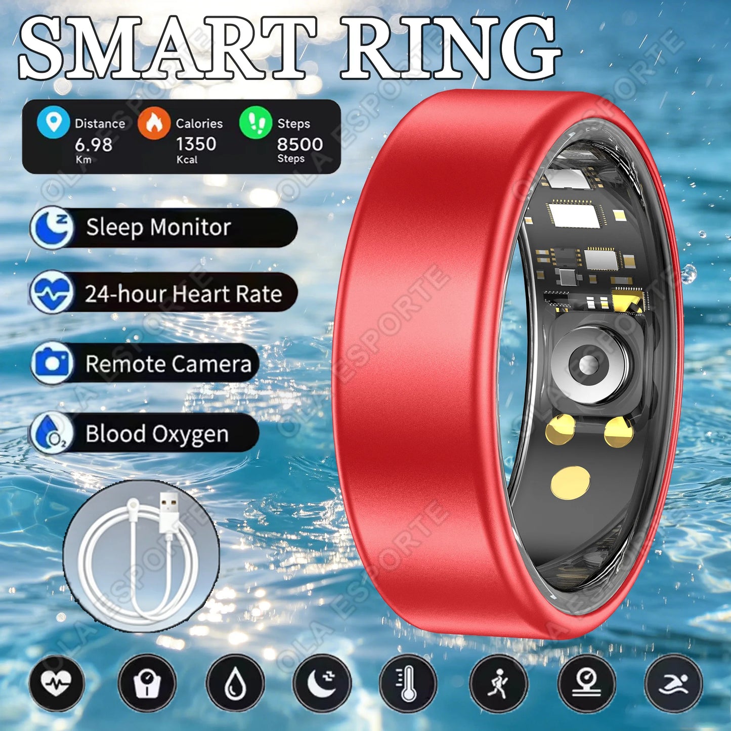 Smart Ring Blood Pressure Heart Rate Sleep Monitoring Smartring IP68 & 5ATM Waterproof Multi-sport Mode Smartring Man Women 2026 Peaceful Pleasures Health and Wellness