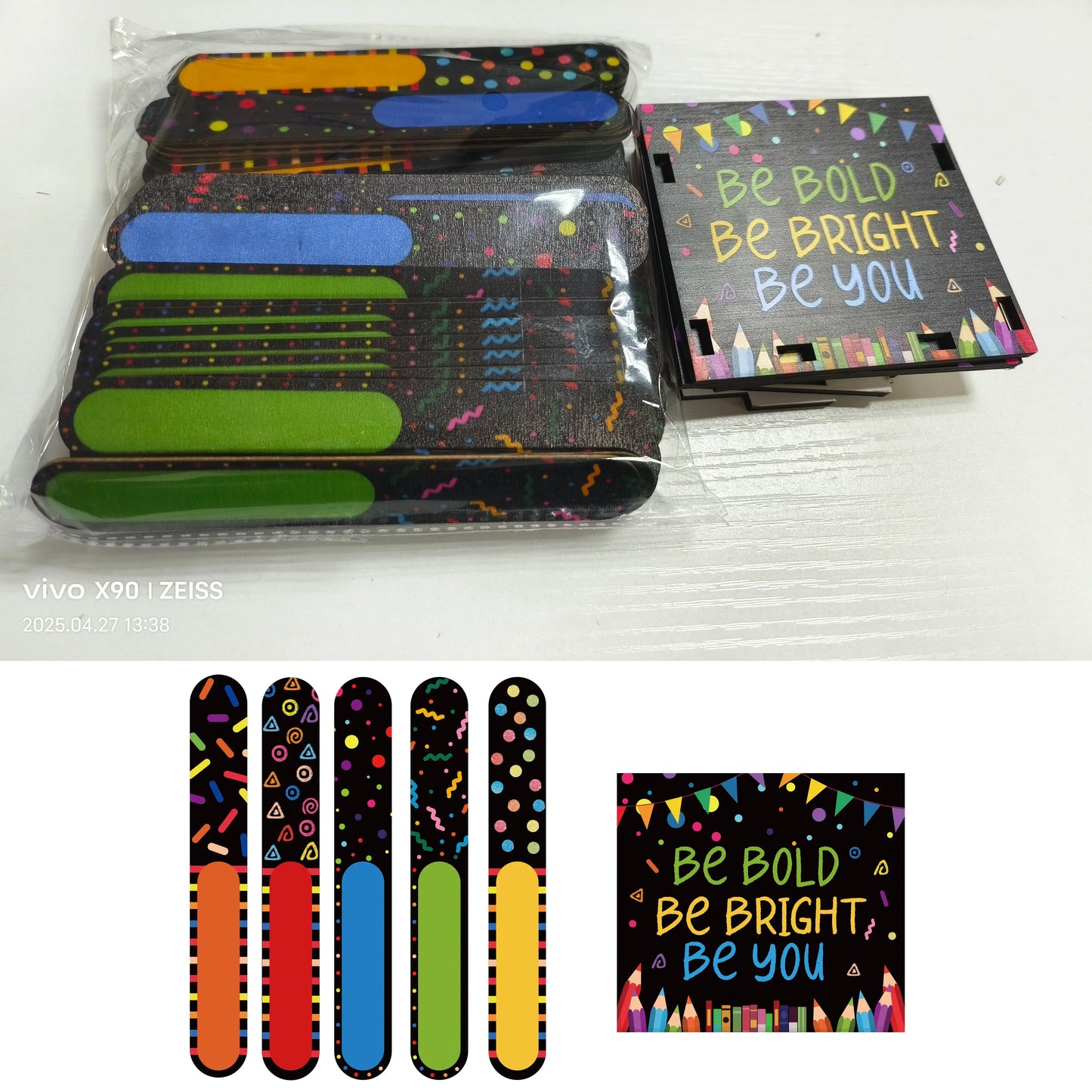 101-Piece Flip Name Sticks Set with Wooden Storage Cup