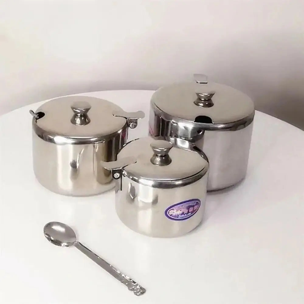 Stainless Steel Sugar & Spice Jar with Lid and Spoon
