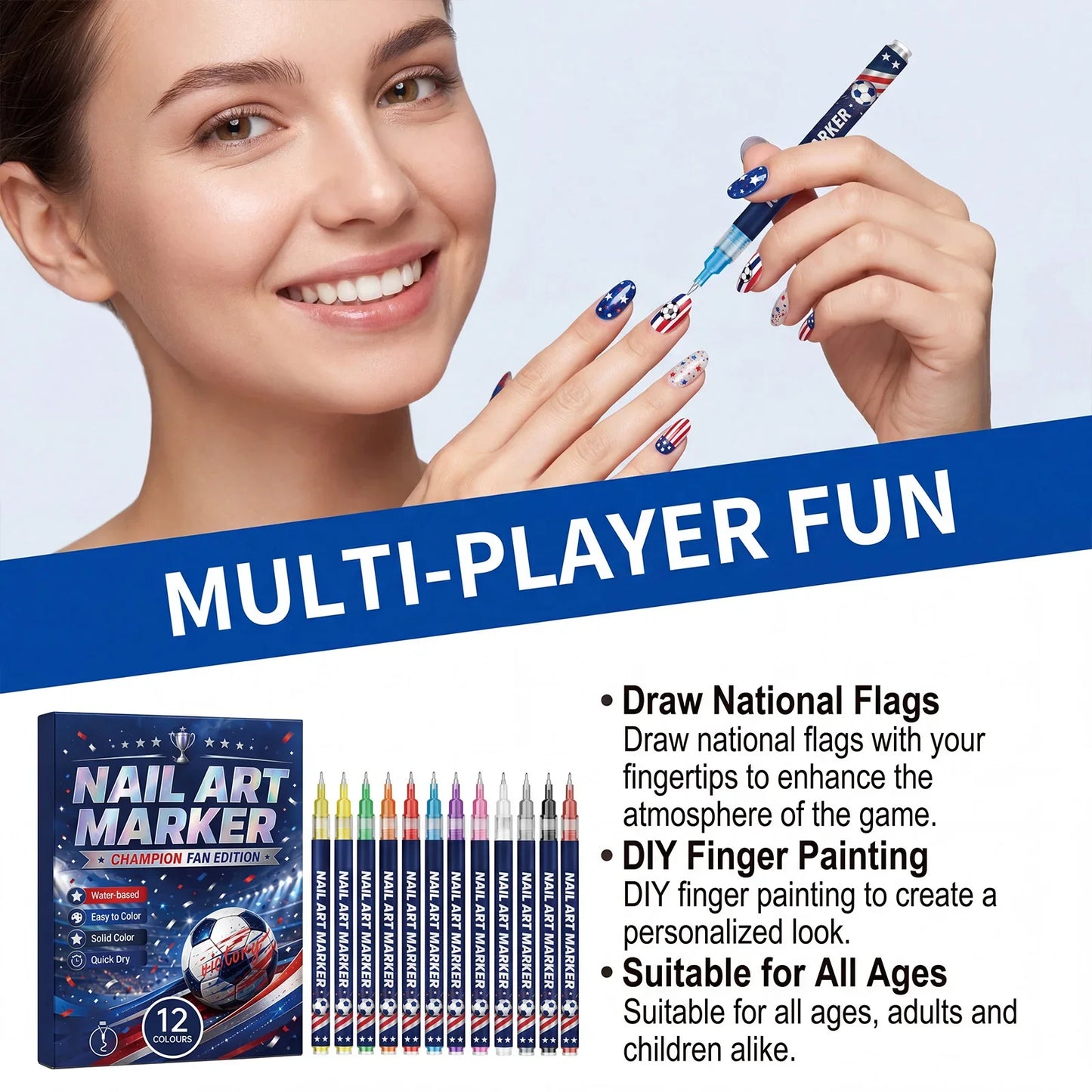 12-Piece Waterproof Nail Art Pens – Fine Tip DIY Design Markers Nail Art Pens Oasis Select