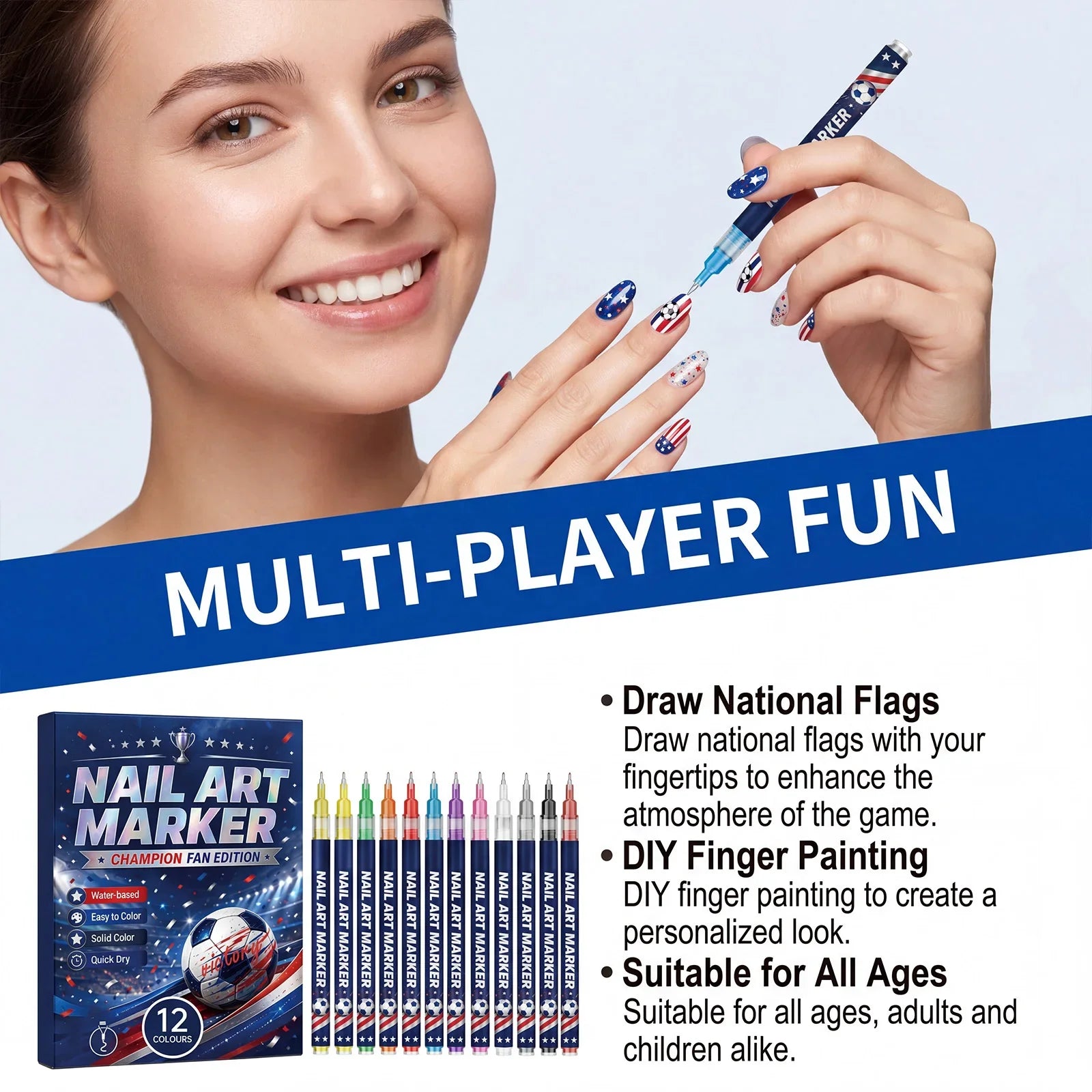12-Piece Waterproof Nail Art Pens – Fine Tip DIY Design Markers Nail Art Pens Oasis Select