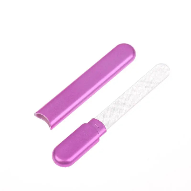 Glass Nail File With Case, Crystal Diamond Salon Best Beauty Nail Buffer For Natural And Acrylic Nail Peaceful Pleasures Health and Wellness Purple