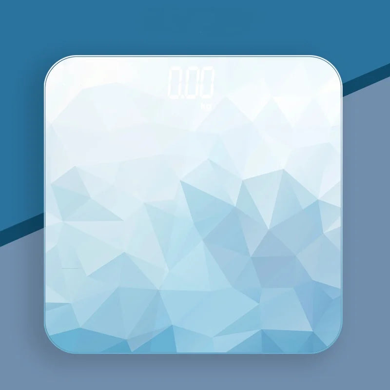 Digital Bathroom Scale 7 Styles Intelligent LCD Display High-Strength Weighing Scales with Temperature Feature Weight management Peaceful Pleasures Health and Wellness Geometric Blue