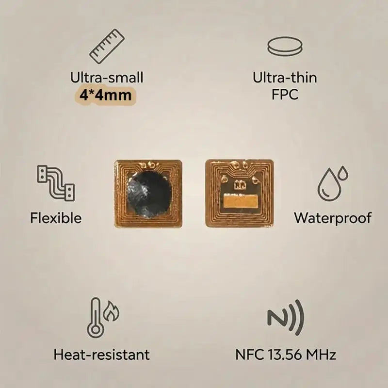 NTAG213 NFC RFID Sticker Tags 4x4mm Programmable – 10 Pack