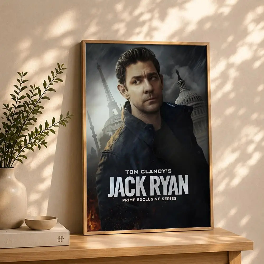 Movie-Tom Clancy's Jack Ryan: Ghost War Poster HD Self Adhesive Waterproof Wall Art Ideal for Home Office Dorm Bedroom GreatGift Peaceful Pleasures Health and Wellness White4 50X70cmNoframe