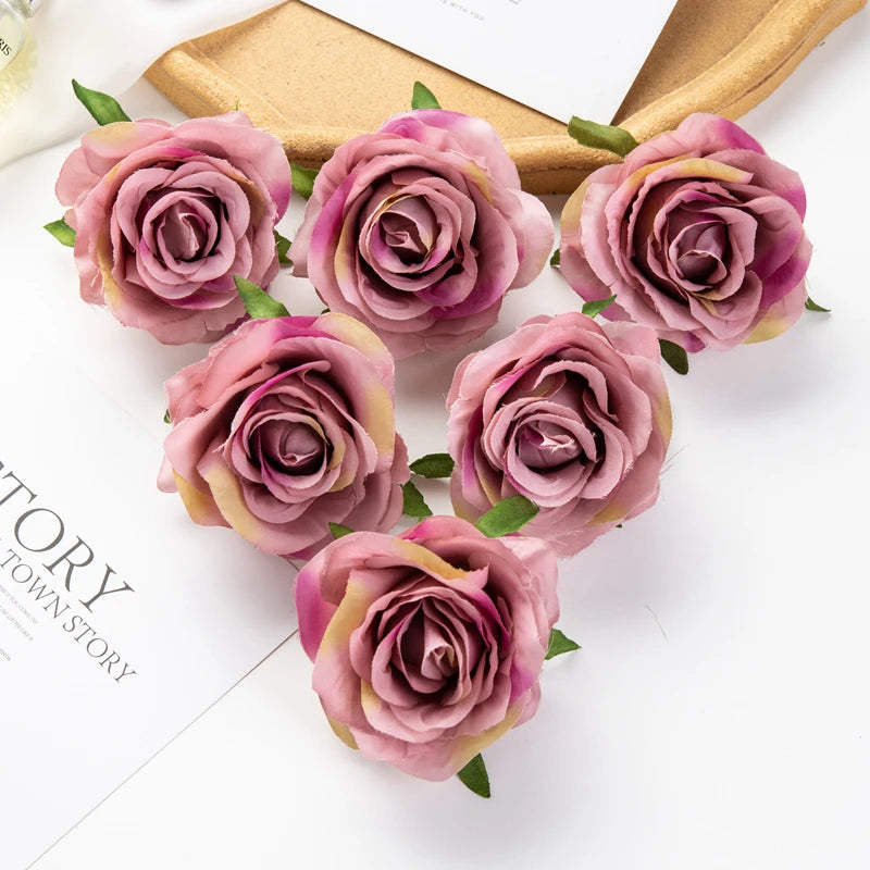 Artificial Silk Rose Heads 5/10pcs | Wedding & Home Decor