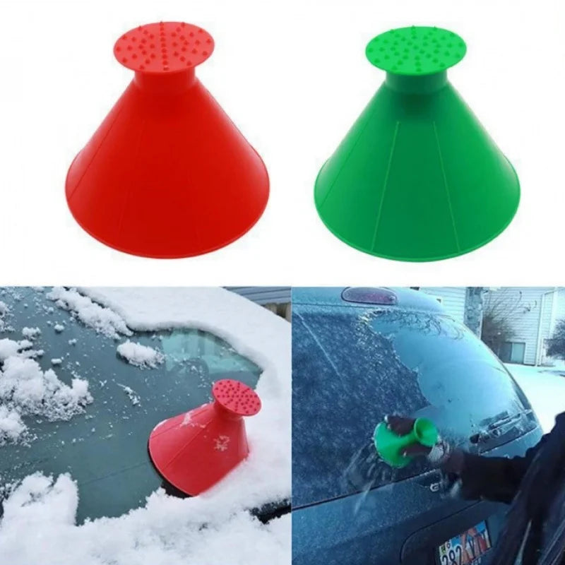 Magic Car Windshield Ice Scraper Cone Shape with Funnel, Round Snow Brush, Christmas Gift Idea, Efficient Winter Accessory Peaceful Pleasures Health and Wellness