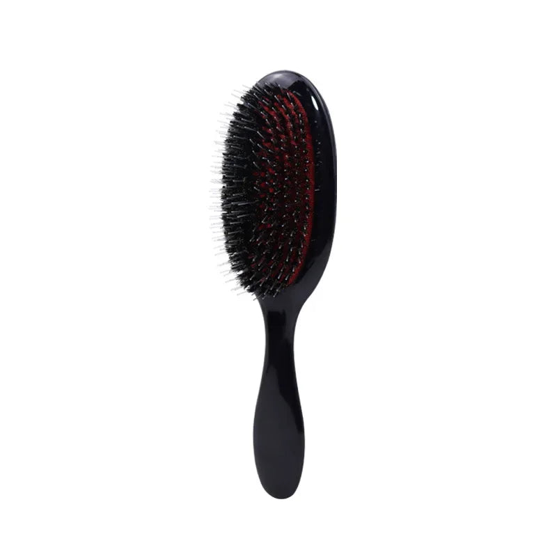 1PC Oval Boar Bristle & Nylon Hair Comb Mini Anti-static Hair Scalp Massage Comb Hairbrush Salon Hair Care Brush Styling Tool Peaceful Pleasures Health and Wellness black red