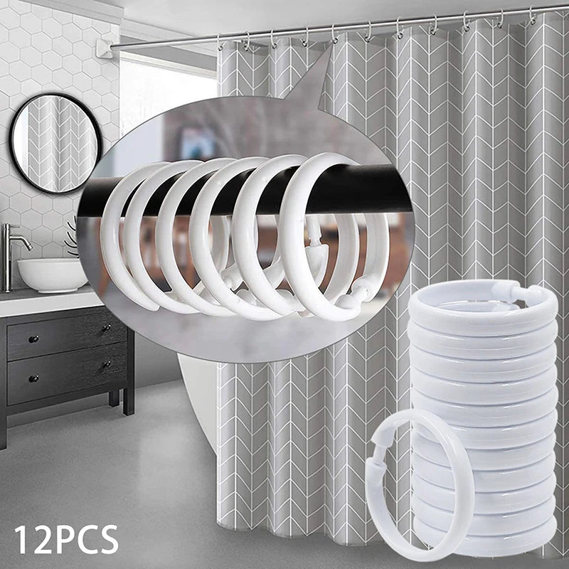 12-Pack PVC Shower Curtain O-Rings | Curtain Rod Clips