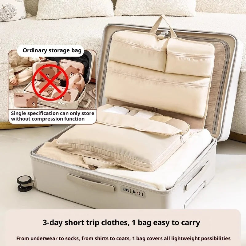 Portable Travel Compression Packing Cubes Set 6 Way Organized Storage for Clothes Foldable Hanging Design for Suitcase Luggage Peaceful Pleasures Health and Wellness