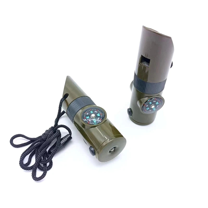 7-in-1 Survival Whistle with Compass | Outdoor Emergency Tool