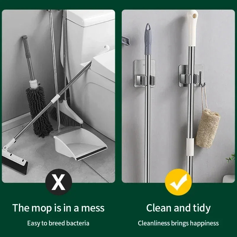 304 Stainless Steel Wall Mount Mop & Broom Holder Hook