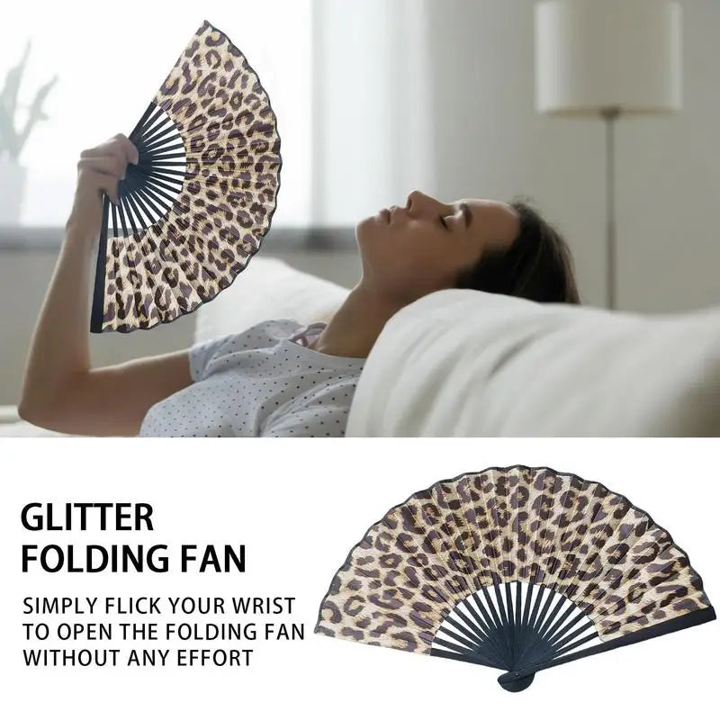 23cm Large Folding Hand Rave Fan Chinease/Japanese Gradient Colorful Reflective Foldable Fan Music Festival Fan Dance Fan Gifts Peaceful Pleasures Health and Wellness